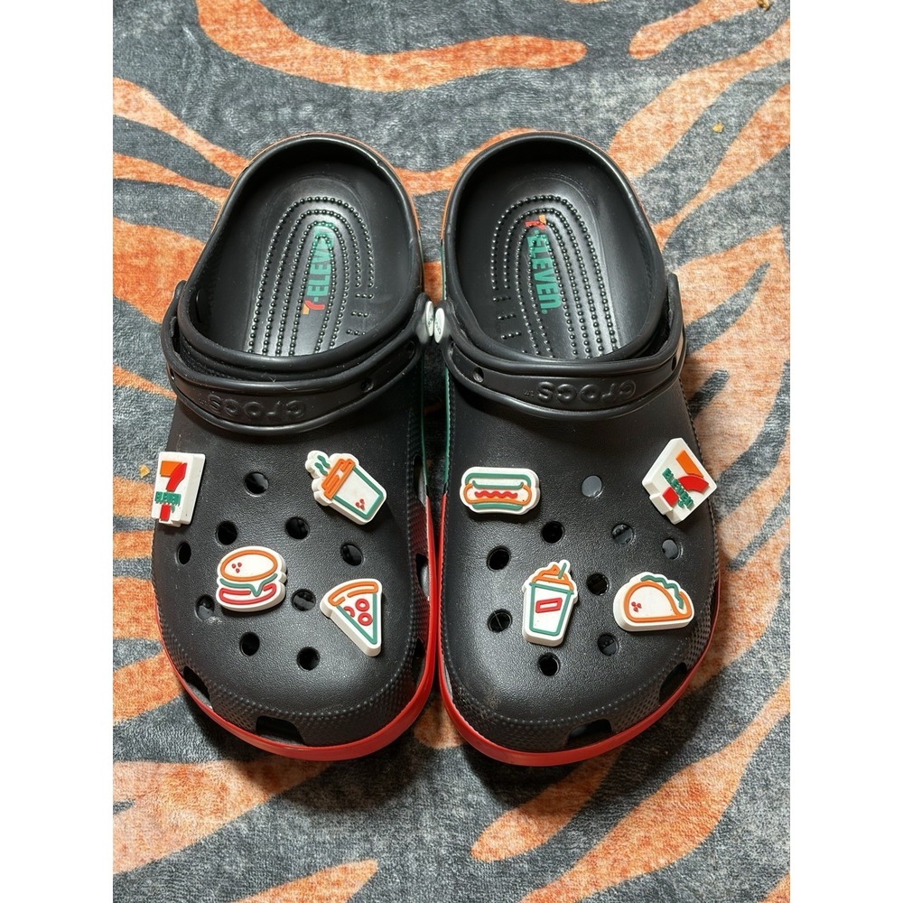 7-Eleven x Crocs Classic Clog 'Black' Men's Size 11, With (8) Charms